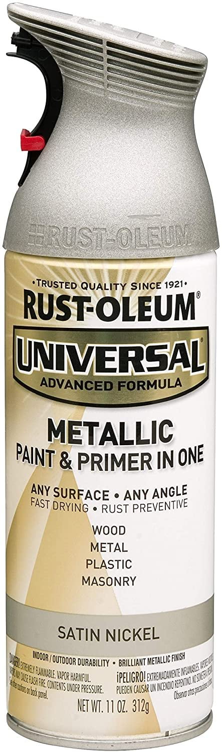 Rust-Oleum 249130-6PK Universal All Surface Metallic Spray Paint, 11 oz, Satin Nickel, 6 Pack