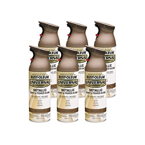 Rust-Oleum 249132-6PK Universal All Surface Metallic Spray Paint, 11 oz, Aged Copper, 6 Pack
