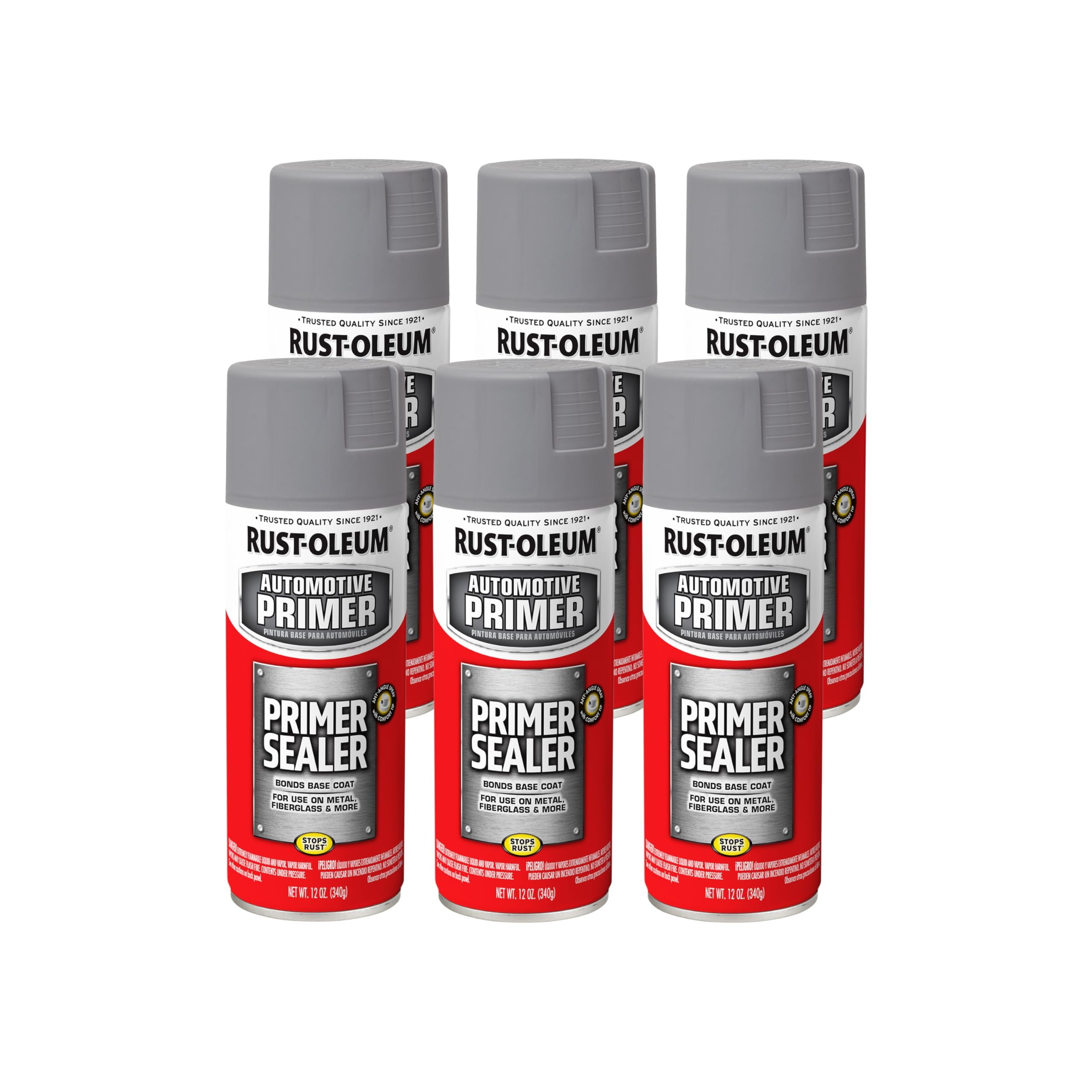 Rust-Oleum 249321 Automotive Primer Sealer Spray, 12 oz, Gray, 6 Pack
