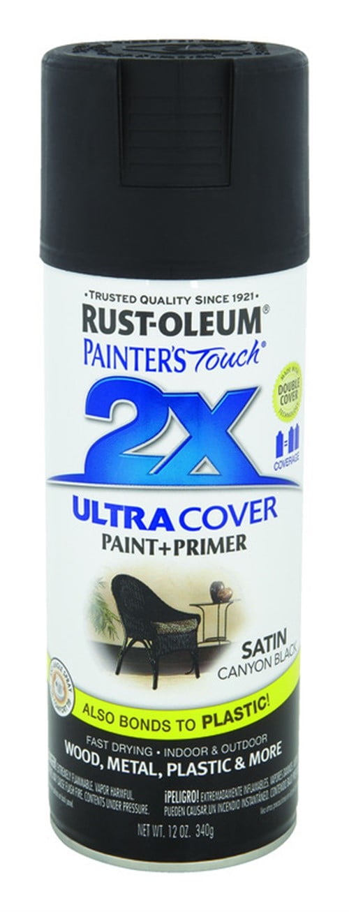RustOleum 249844 Painter's Touch 2X Spray Paint, Satin Canyon Black