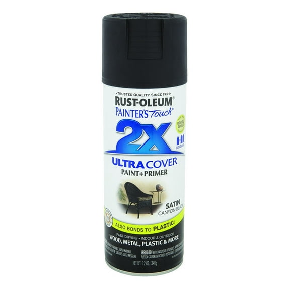 Rust-Oleum 249844 Painter's Touch Multi Purpose Spray Paint, 12-Ounce, Satin Canyon Black
