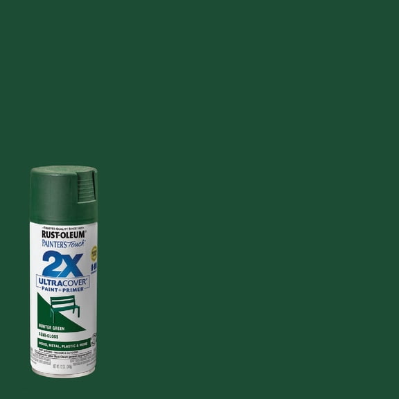 Rust-Oleum 249853 Painter's Touch 2X Ultra Cover Spray Paint, 12 oz, Semi-Gloss Hunter Green