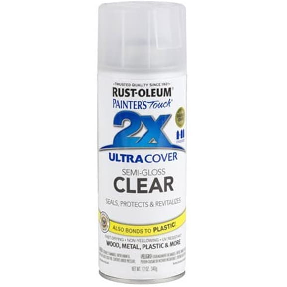 Rust-Oleum Painter's Touch 2X Ultra Cover Spray Paint - Semi-Gloss, Clear, 12 oz