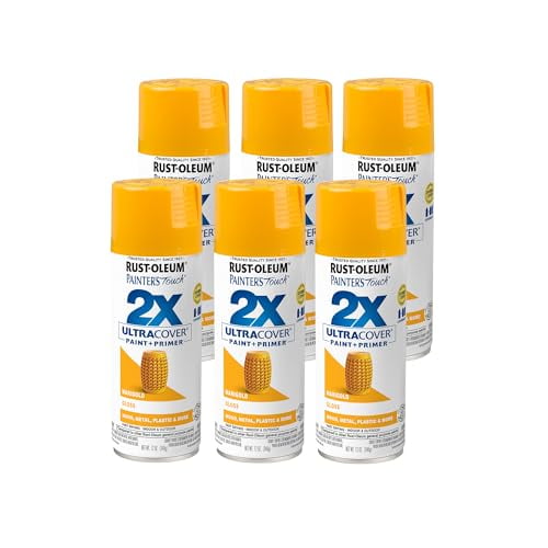 Rust-Oleum 249862-6PK Painter's Touch 2X Ultra Cover Spray Paint, 12 oz, Gloss Marigold, 6 Pack