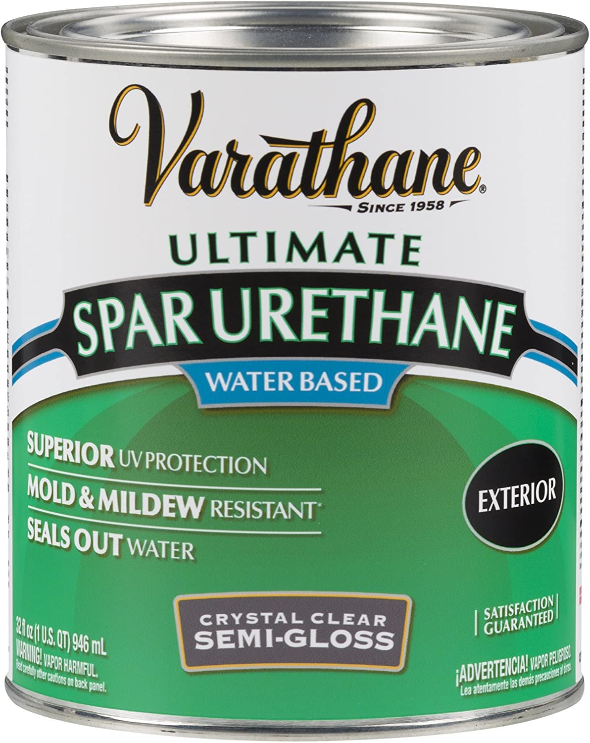 RustOleum 250141H Ultimate Spar Urethane Water Based, Quart, Semi