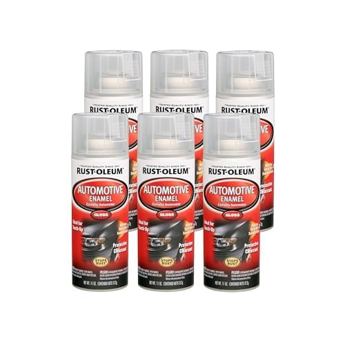 Rust-Oleum 257884 Automotive Enamel Spray Paint, 11 oz, Gloss Clear, 6 Pack