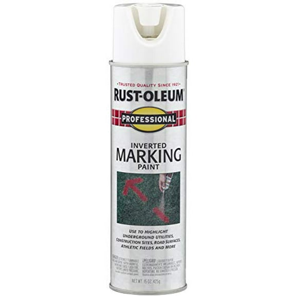 Rust-Oleum 2592838 Professional Inverted Marking Spray Paint, 15 oz, White