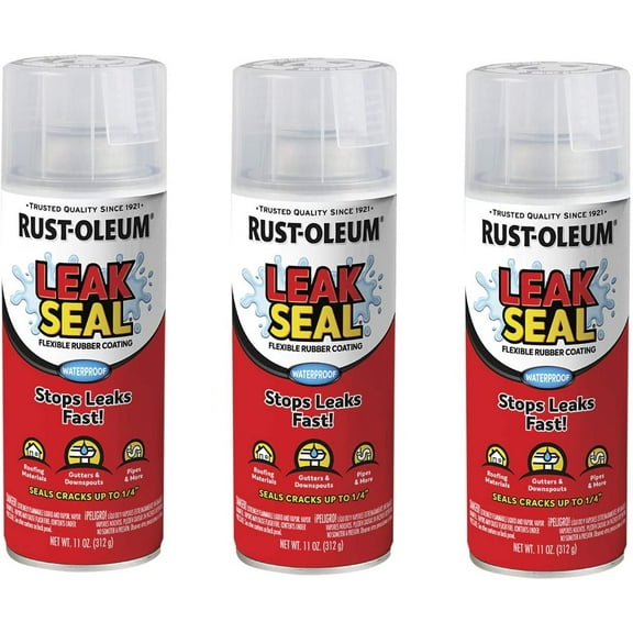 Rust-Oleum 265495A3 LeakSeal Flexible Rubber Coating Spray, 3 Pack, Clear, 3 Count