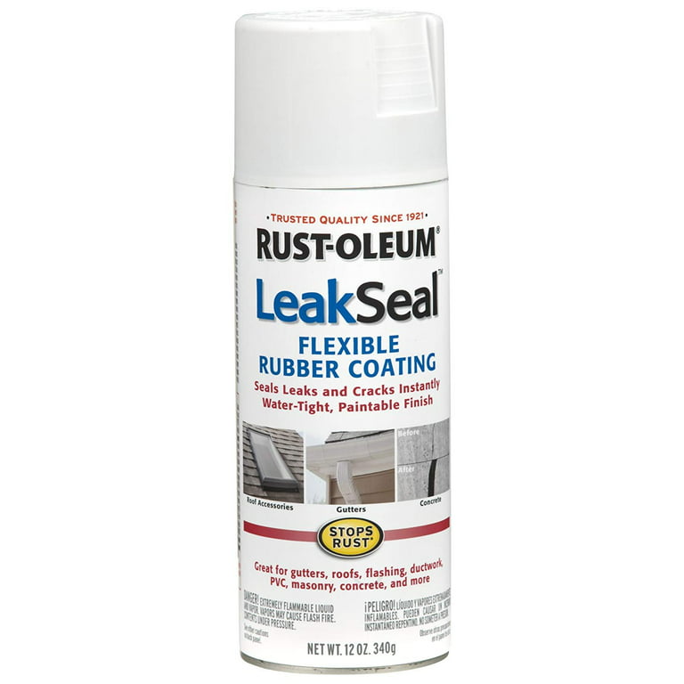 Rust-Oleum 267970 Leakseal White Flexible Rubber Coating 12 Ounce Spray:  Roofing Patch (020066224073-1)