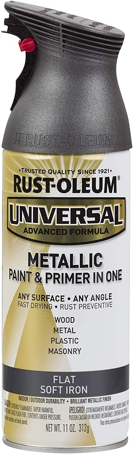 Rust-Oleum 271473-6PK Universal All Surface Metallic Spray Paint, 11 oz, Flat Soft Iron, 6 Pack
