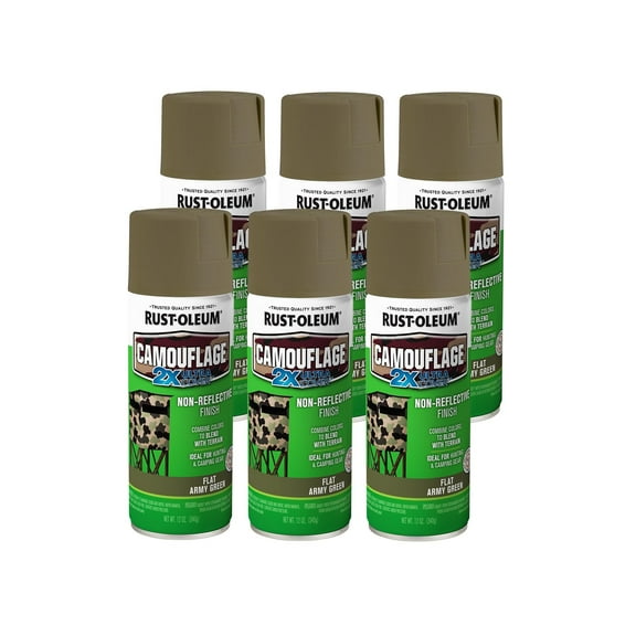 Rust-Oleum 279176-6PK Camouflage 2X Ultra Cover Spray Paint, Army Green, 12 Ounce Pack of 6
