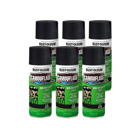 Rust-Oleum 279179 Specialty Camouflage Spray Paint, 12 oz, Black, 6 Pack
