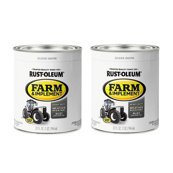 Rust-Oleum 280105-2PK Farm & Implement Enamel Paint, Quart, Gloss White, Pack of 2
