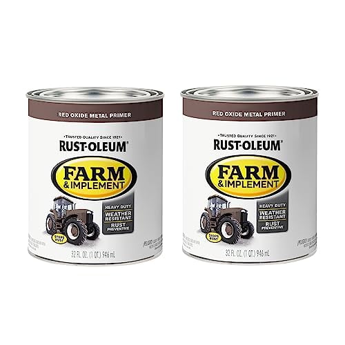 Rust-Oleum 280151-2PK Farm & Implement Enamel Primer Quart, Red Oxide Metal Primer, (Pack of 2)