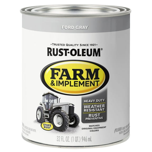 Rust-Oleum 280154 Farm & Implement Enamel Paint, Quart, Ford Gray, Pack of 1