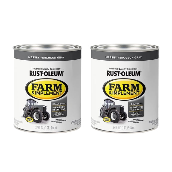 Rust-Oleum 280157-2PK Farm & Implement Enamel Paint, Quart, Massey Ferguson Gray, Pack of 2