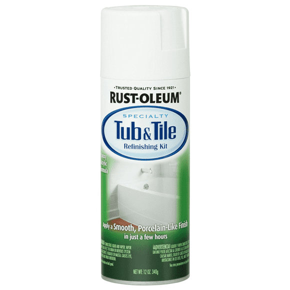 Rust-Oleum 280882 Specialty Tub and Tile Spray Paint, 12-Ounce, White