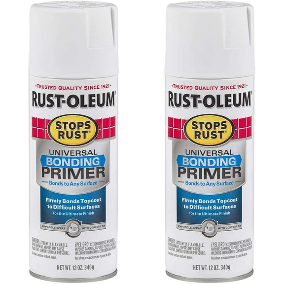 Rust-Oleum Stops Rust Universal Bonding Primer Spray - Low Odor - 2 Pack, White, 24 Ounce