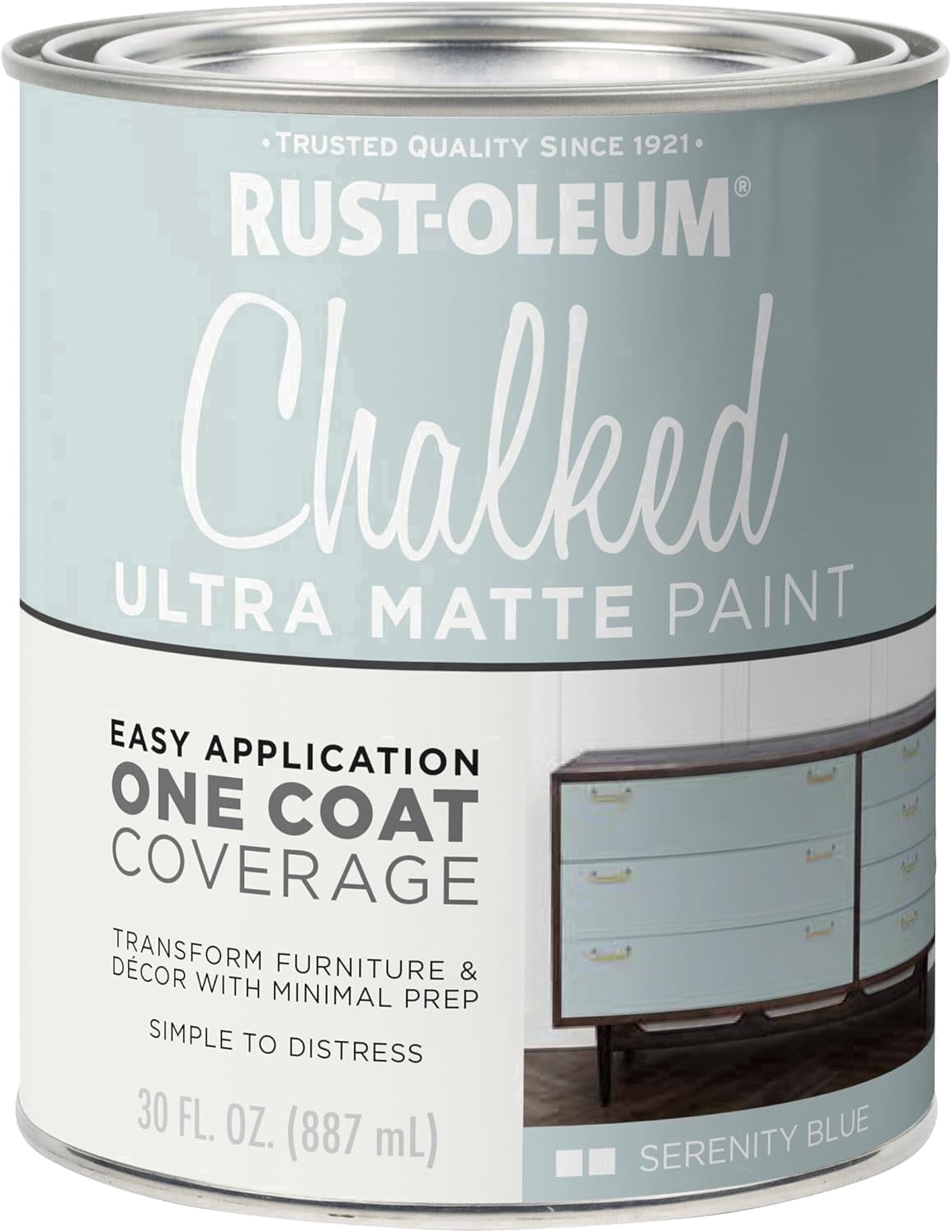 Rust-oleum 285139 Chalked Ultra Matte Paint, Serenity Blue, 30 Oz
