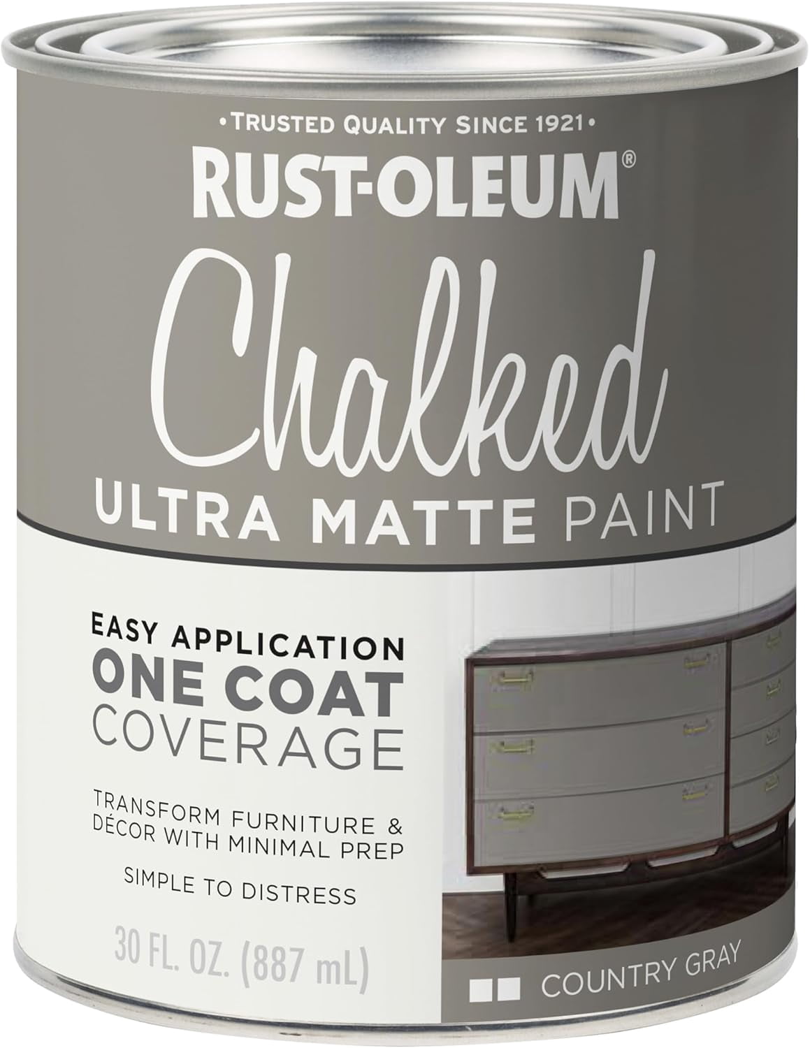 Rust-Oleum 285141 Chalked Ultra Matte Paint, Country Gray, 30 Oz