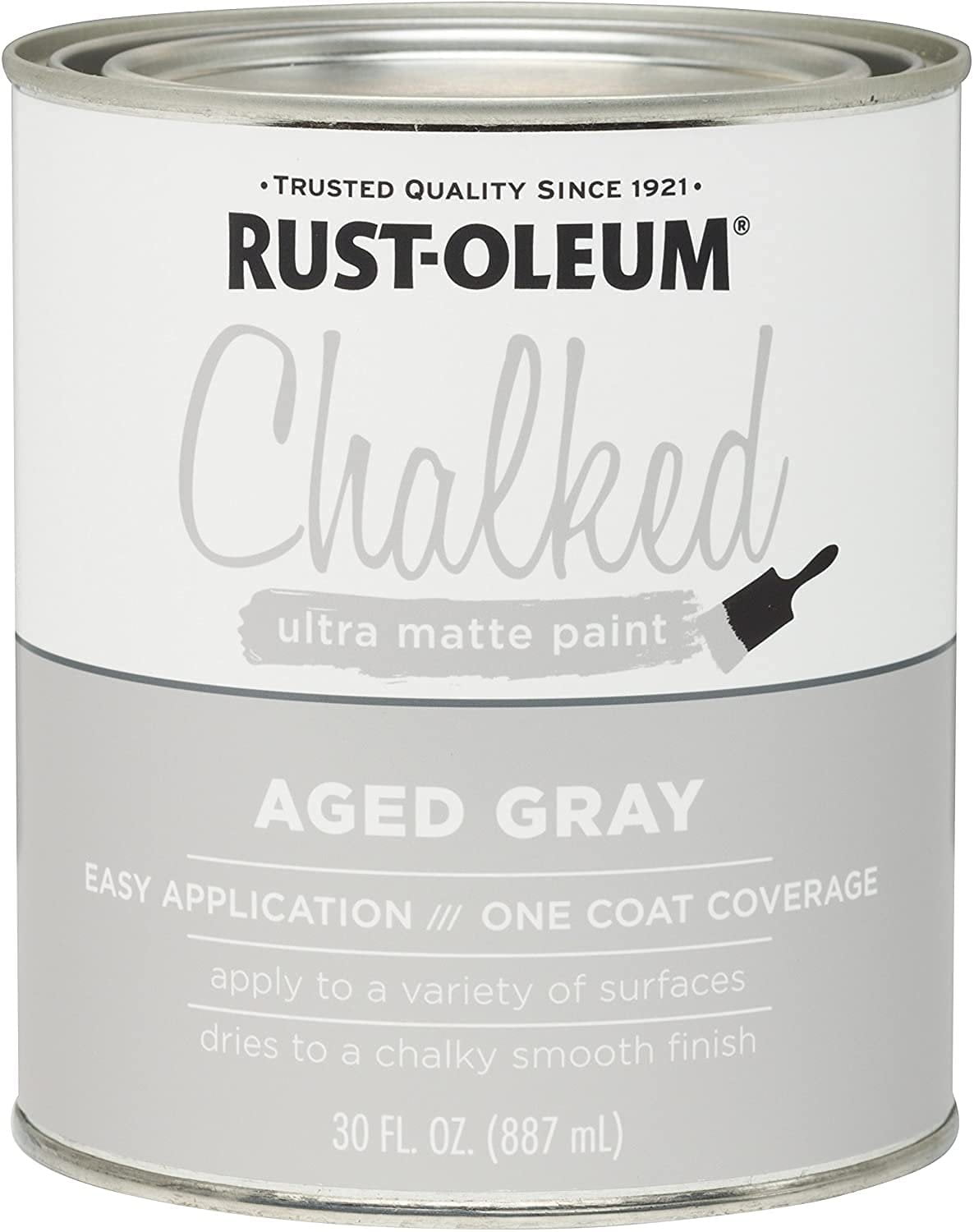 2-pack Rust-Oleum Chalked Ultra Matte Decorative Paint - Low Odor, Latex-Based - 2 Pack, Aged Gray — Interior & Exterior Use, Professional Finish