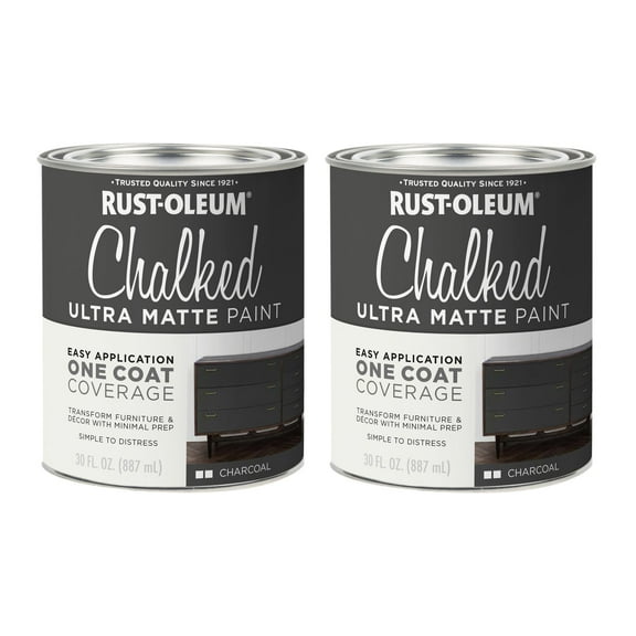 Rust-Oleum Ultra Matte Interior Chalked Paint - Low Odor - 2 Pack, 30 Oz, Charcoal