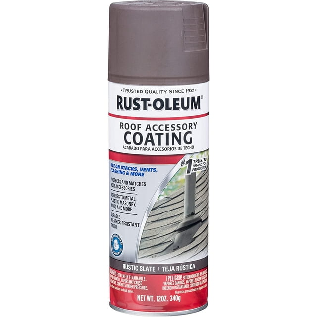 Rust-Oleum 285222 Roof Accessory Spray Paint, 12 oz, Rustic Slate/Brown ...
