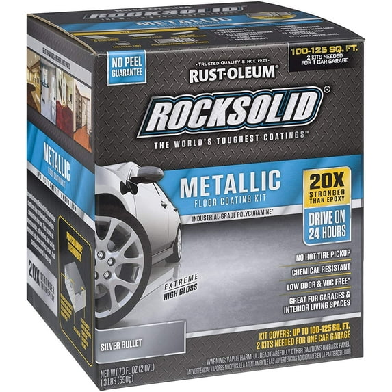 Rust-Oleum 286983 Metallic Floor Coating Kit-Silver Bullet