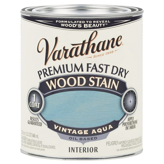 Rust-Oleum Varathane Premium Fast Dry Wood Stain Vintage Aqua - Quick Drying - 2 Pack, 1 Qt