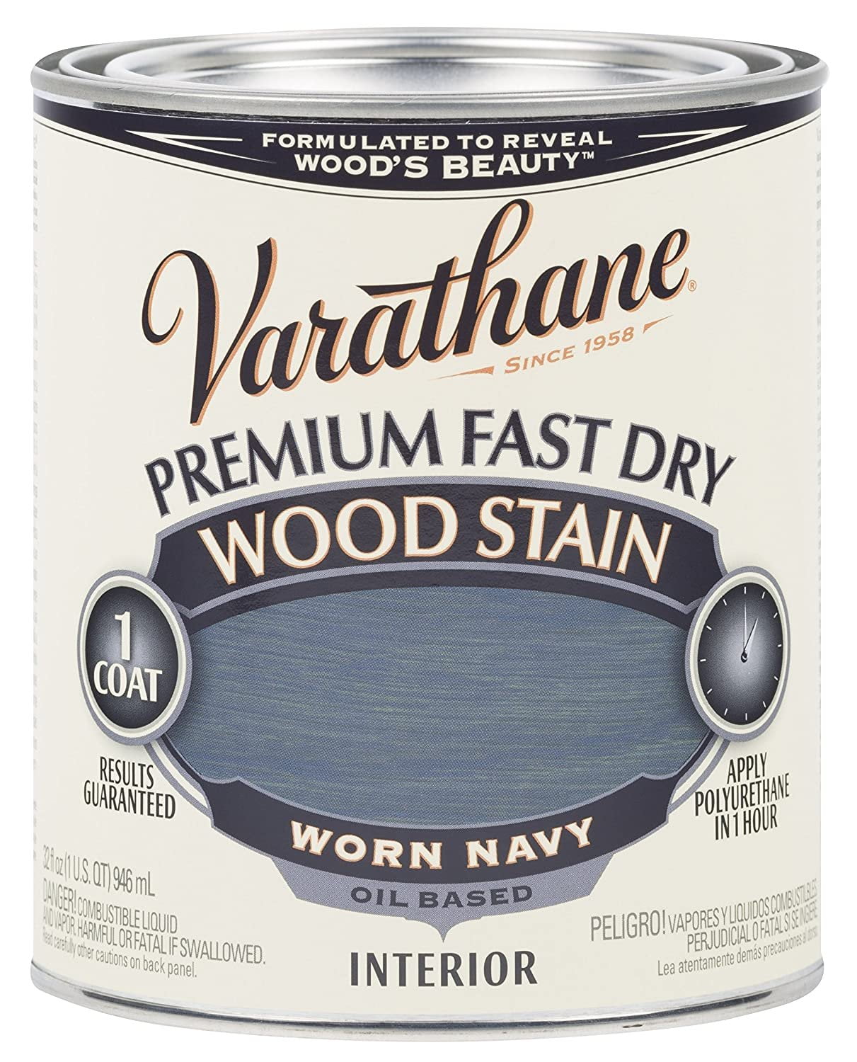 Worn Navy, Varathane Premium Fast Dry Wood Stain-297428, Quart, 2