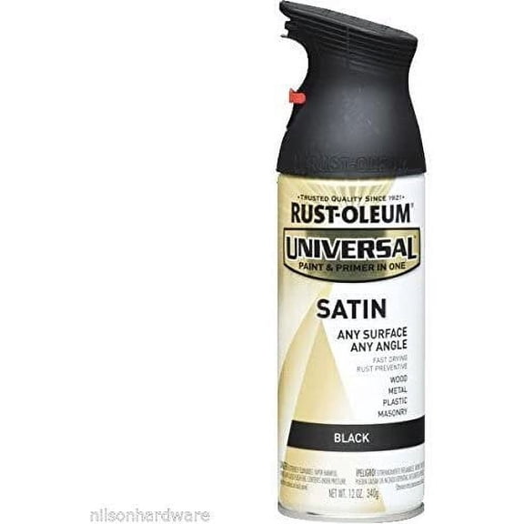 Rust-Oleum 3 Pk 12 Oz Black RustOleum Universal All-Surface Satin Spray Paint 245197 — Interior & Exterior Use, Professional Finish
