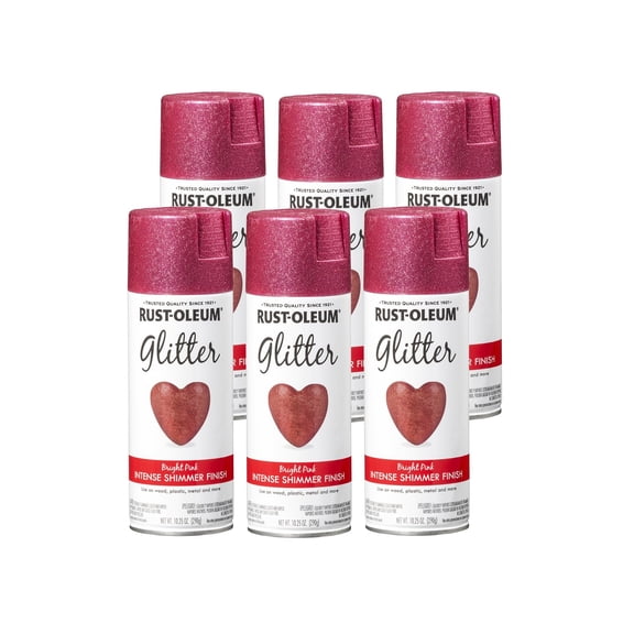 Rust-Oleum 301818-6PK Specialty Glitter Spray Paint, 10.25 oz, Bright Pink, 6 Pack