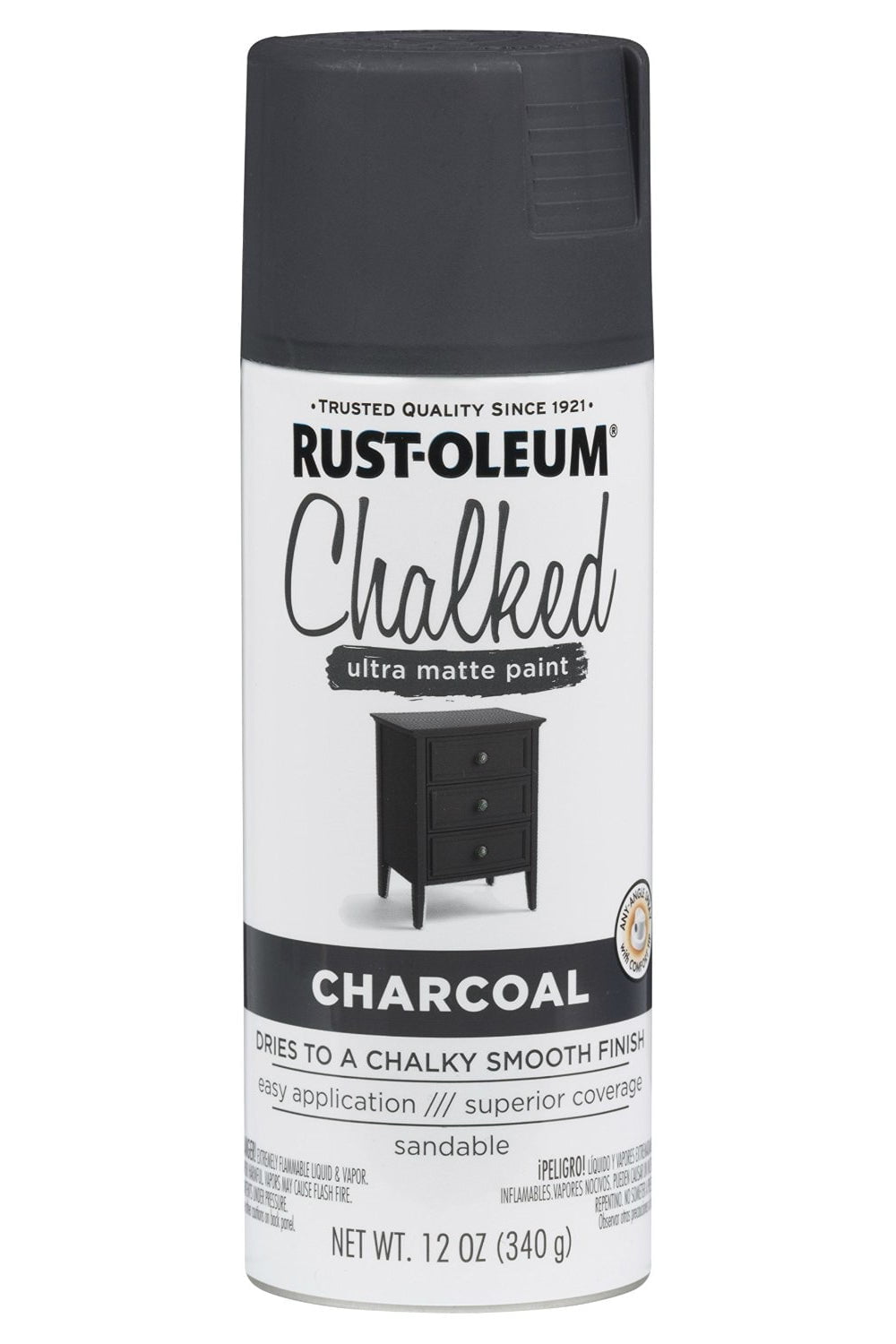 Rust-Oleum Chalked Ultra Matte Spray Paint, Charcoal - 12 Oz Can, 3-Pack - View #9