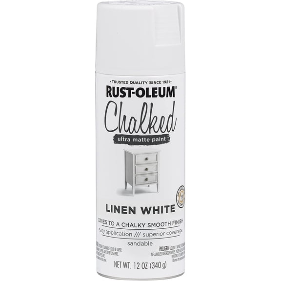Rust-Oleum 302591-2PK Chalked Ultra Matte Spray Paint, 2 Pack, Linen White, 24 Ounce