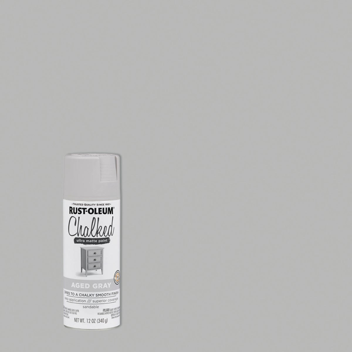 Rust-Oleum 302592-3PK Chalked Ultra Matte Spray Paint, 12 oz, Aged Gray, 3 Pack