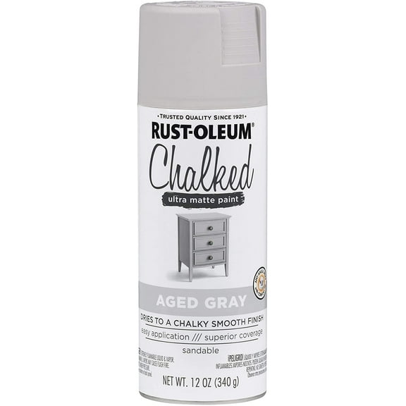 Rust-Oleum Chalked Spray Paint - Chalky Finish - 12 oz, Gray