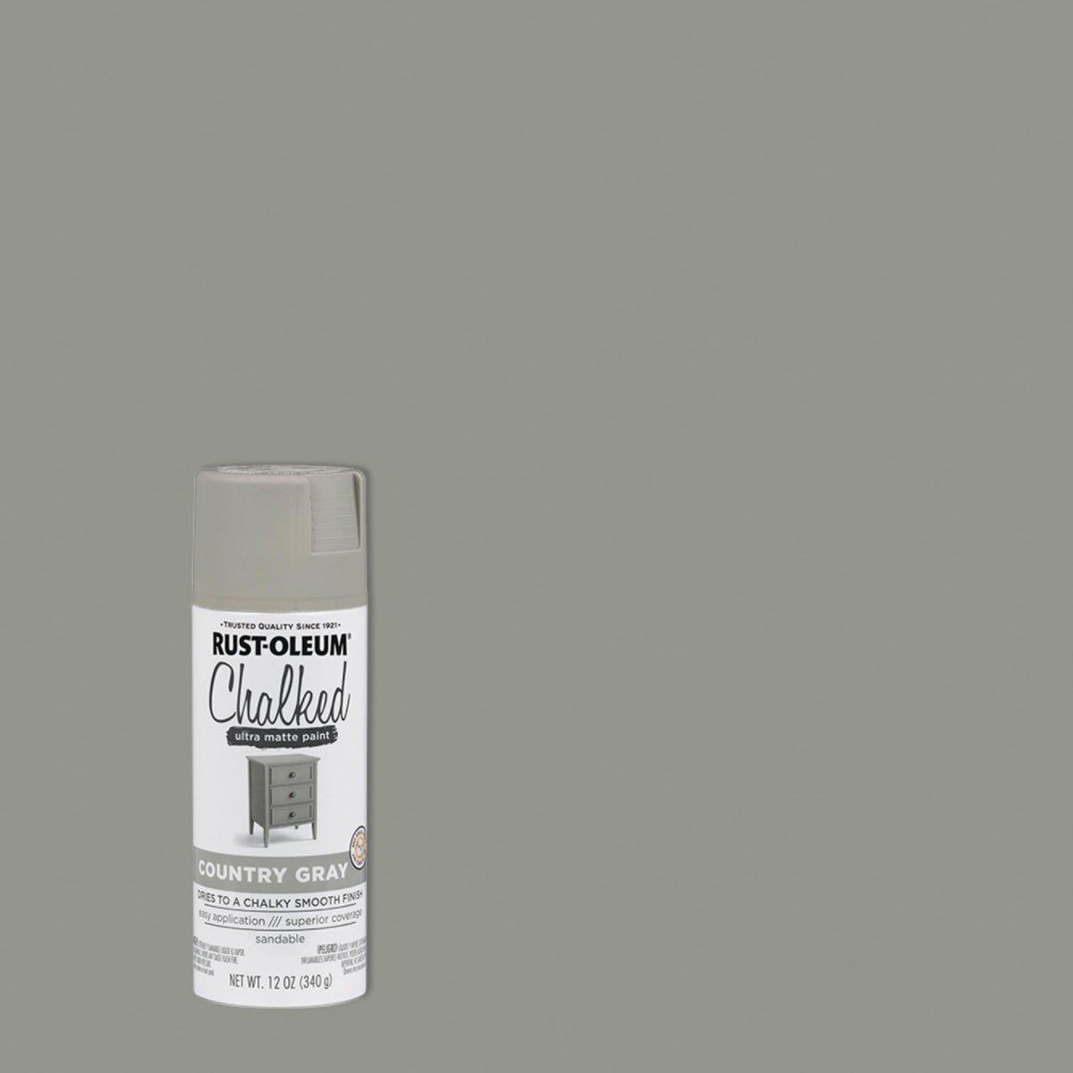 Rust-Oleum 302593-2PK Chalked Ultra Matte Spray Paint, 12 oz, Country Gray, 2 Pack