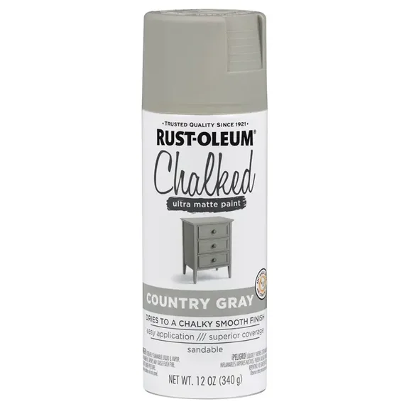 Rust-Oleum 302593-6PK Chalked Ultra Matte Spray Paint, 12 Ounce Pack of 6, Country Gray
