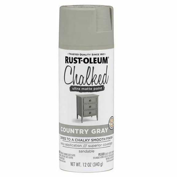 Rust-Oleum 302593 Series Chalked Ultra Matte Spray Paint, 12 oz, Country Gray, Pack of 6
