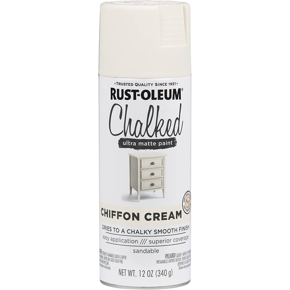 2-pack Rust-Oleum Chalked Ultra Matte Spray Paint - Matte Finish - 2 Pack, Chiffon Cream — Interior & Exterior Use, Professional Finish
