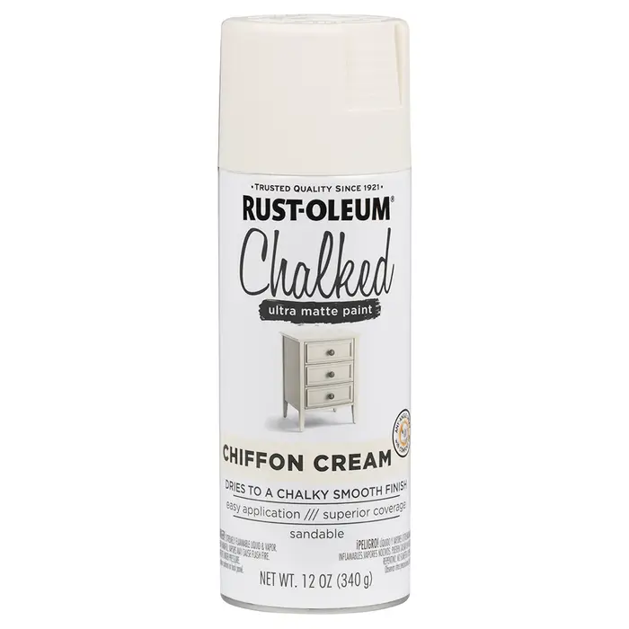 Rust-Oleum 302596-6PK Chalked Ultra Matte Spray Paint, 12 Ounce Pack of 6, Chiffon Cream