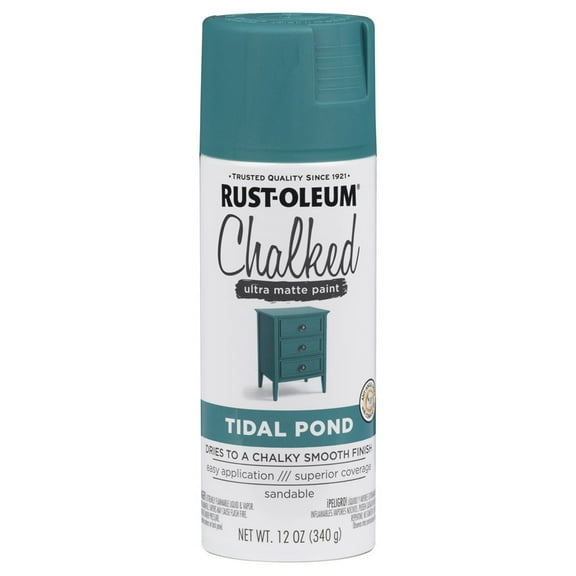 Rust-Oleum 302597 Chalked 1-Coat Spray Paint, Ultra Matte Tidal Pond Cream, 12-oz. - Quantity 6
