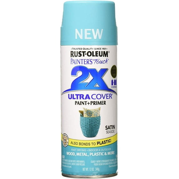 Rust-Oleum Painter's Touch 2X Ultra Cover - Satin Finish, Low Odor - 12 oz, Seaside Blue