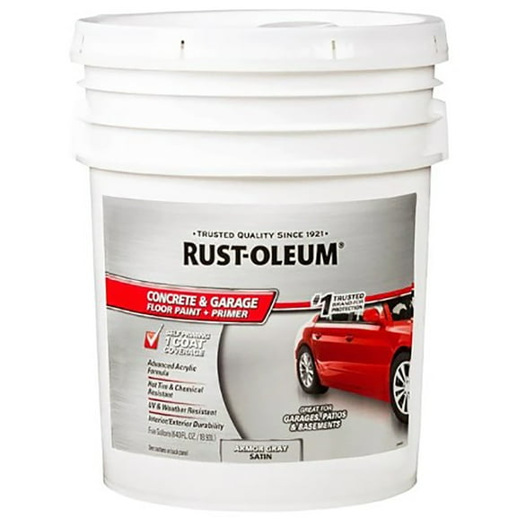 Rust-Oleum 320173 Concrete & Garage Floor Paint + Pimer Satin Armor Gray 5 gal