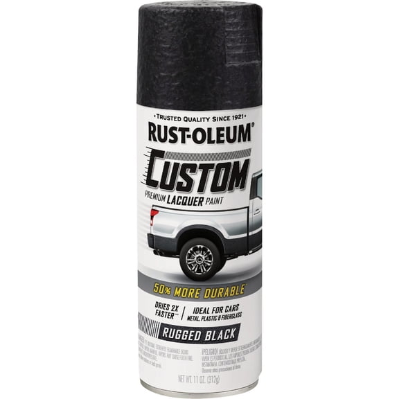 Rust-Oleum 323350-6PK Automotive Custom Lacquer Spray Paint, 11 oz, Rugged Black, 6 Pack