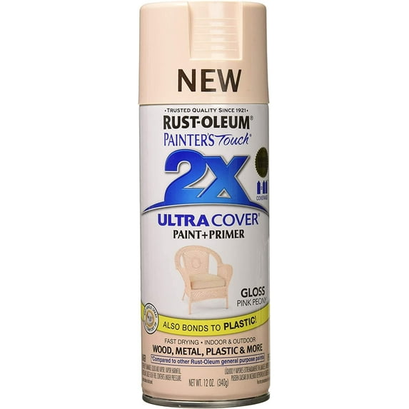 Rust-Oleum 329198 Painter's Touch 2X Ultra Cover, 12 Oz, Gloss Pink Peony