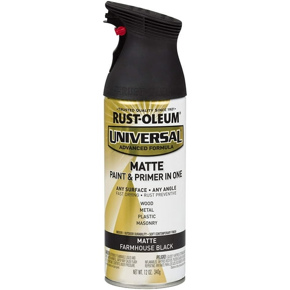 Rust-Oleum 330505-6PK Universal Enamel Spray Paint, 6 Pack, Matte Farmhouse Black