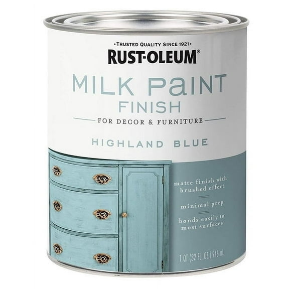 Rust-Oleum 331050 Highland Blue Water Based Acrylic Milk Paint, 32 Ounce