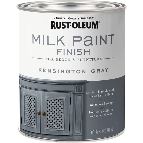 Rust-Oleum 331053-2PK Milk Paint Finish, Quart, Kensington Gray, 2 Pack