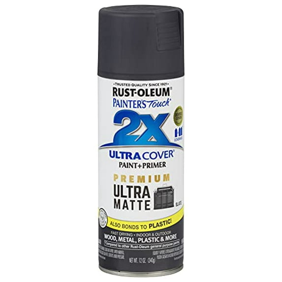 Rust-Oleum 331187 Painter's Touch 2X Premium Ultra Matte Spray Paint, Slate, 12-oz. - Quantity 1